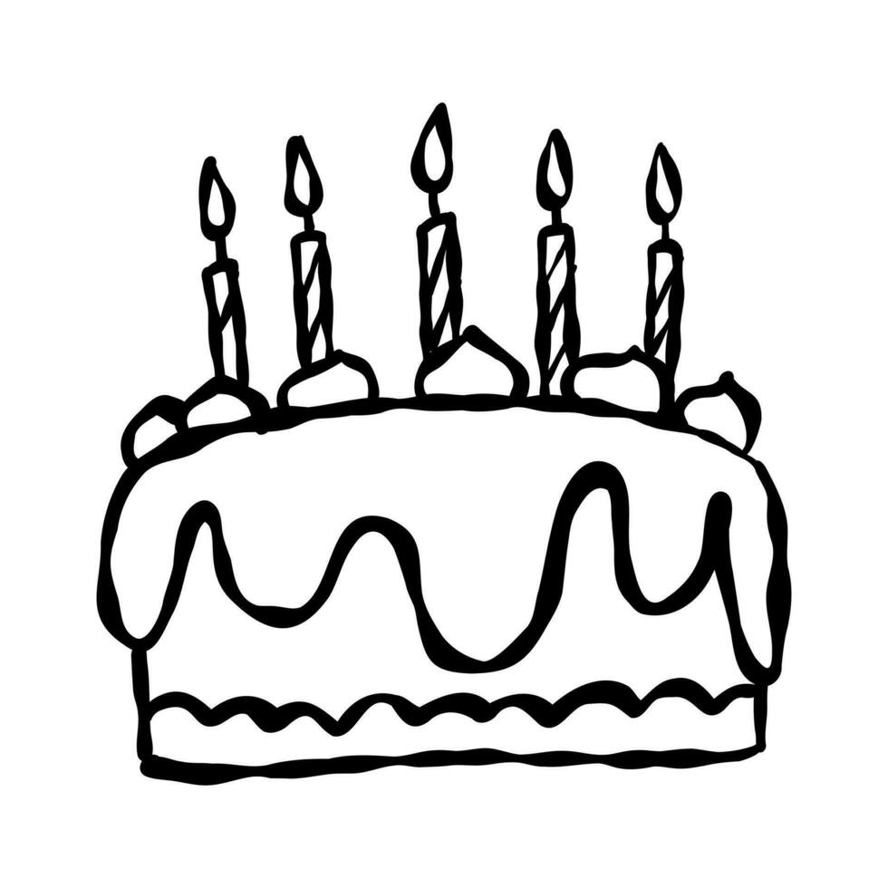 cumpleaños pastel vector ilustración, saludo tarjeta decoración icono
