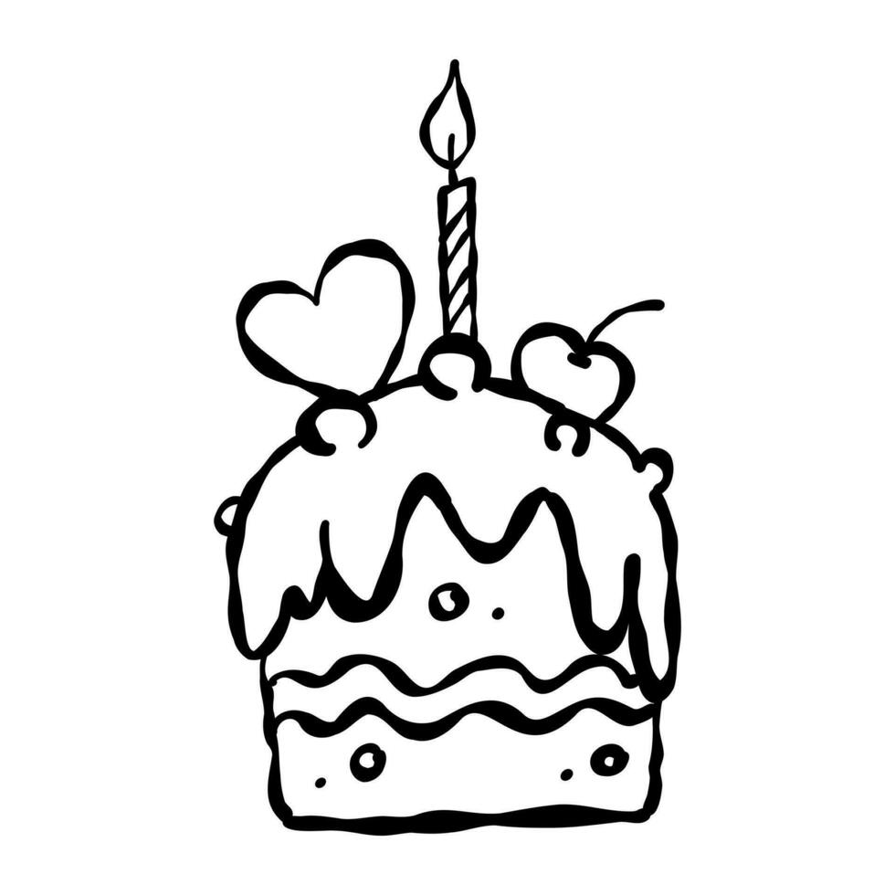 Birthday cake vector illustration, greeting card decoration icon