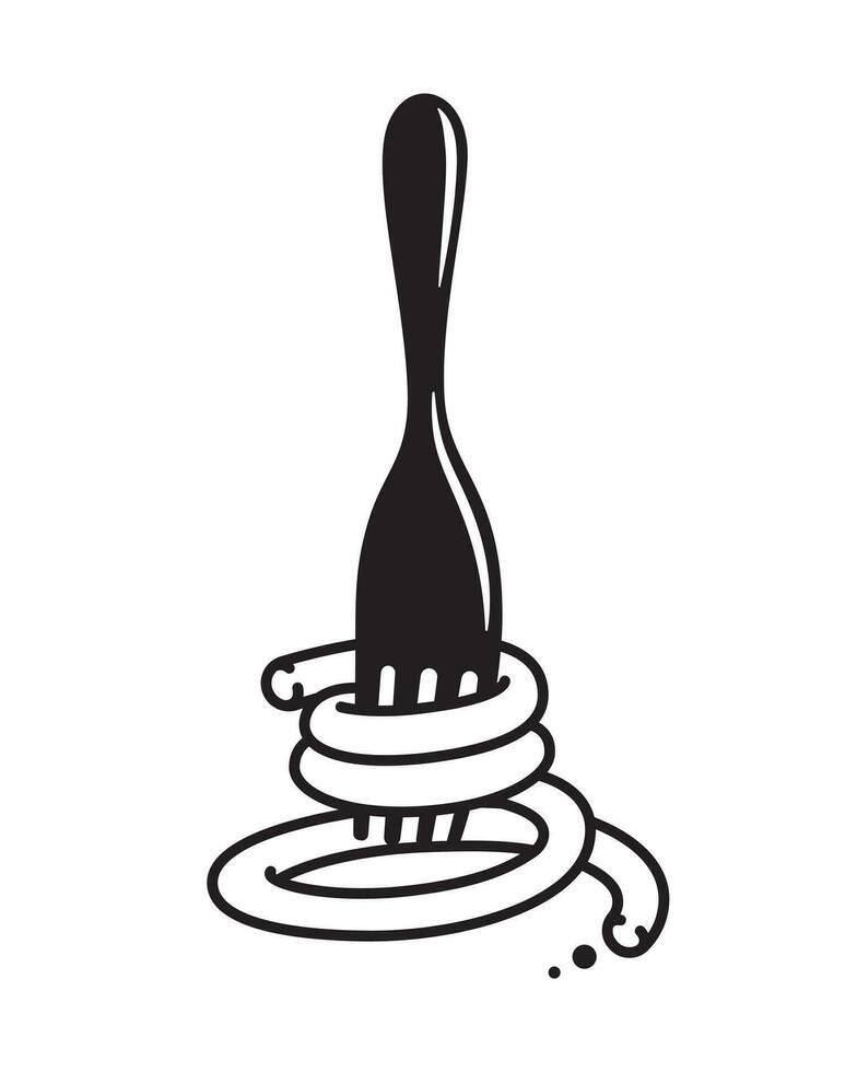 spaghetti fork drawing, vector