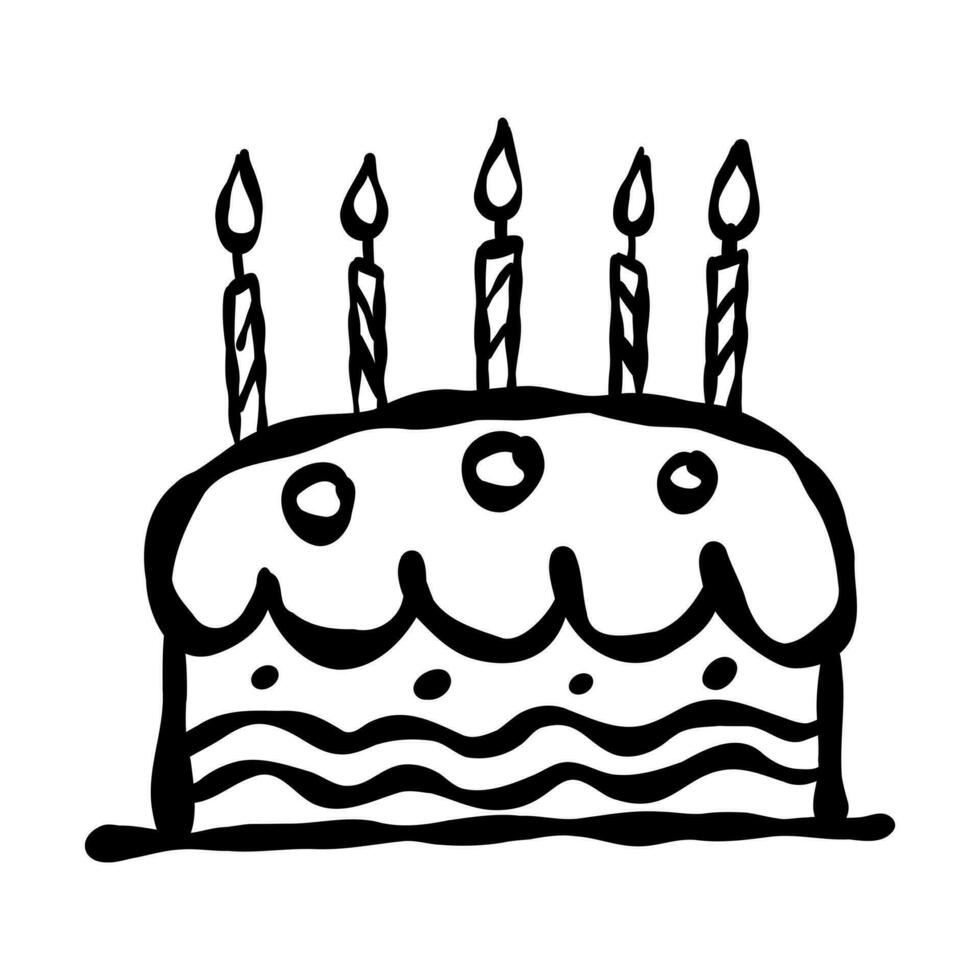 Birthday cake vector illustration, greeting card decoration icon