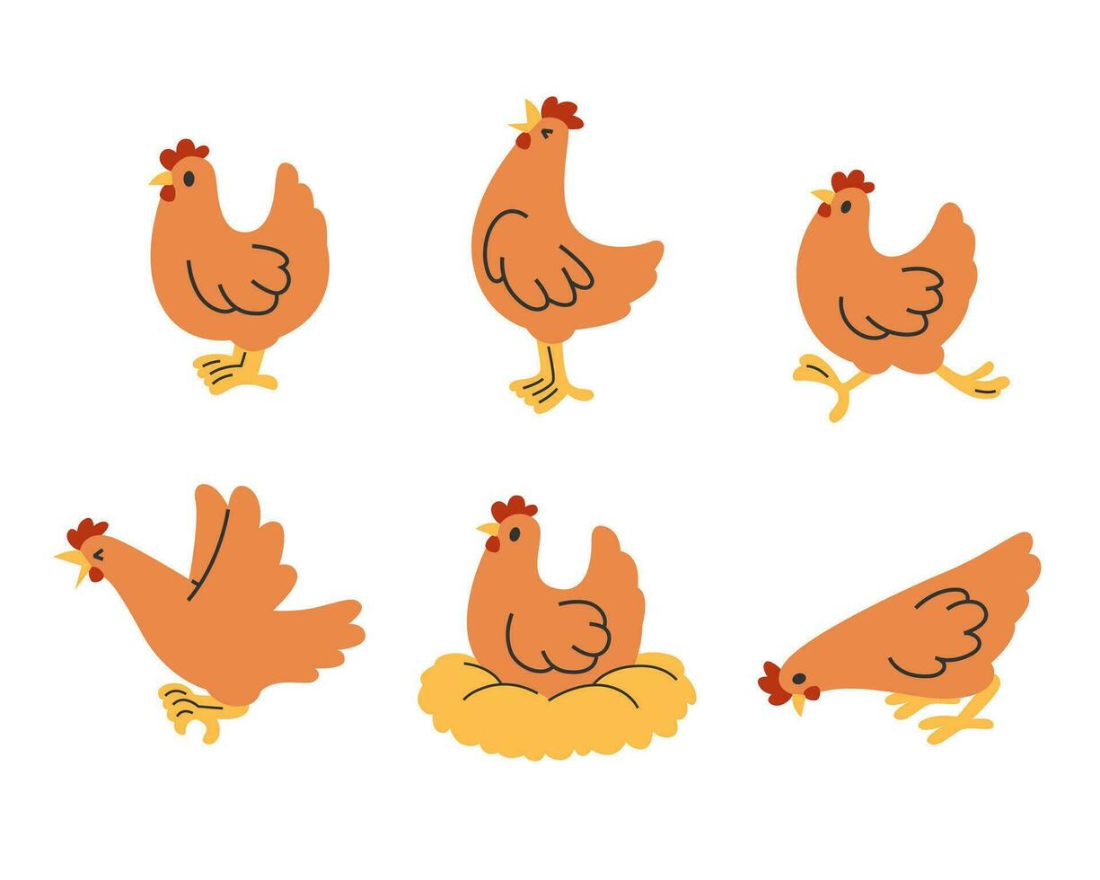 pollo dibujos animados recopilación, vector