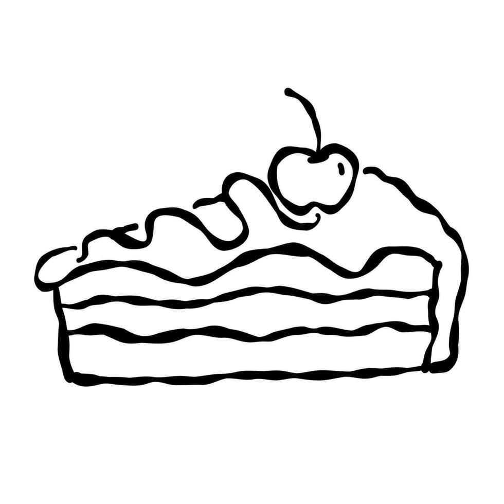 fruit cake drawing, greeting card decoration icon vector