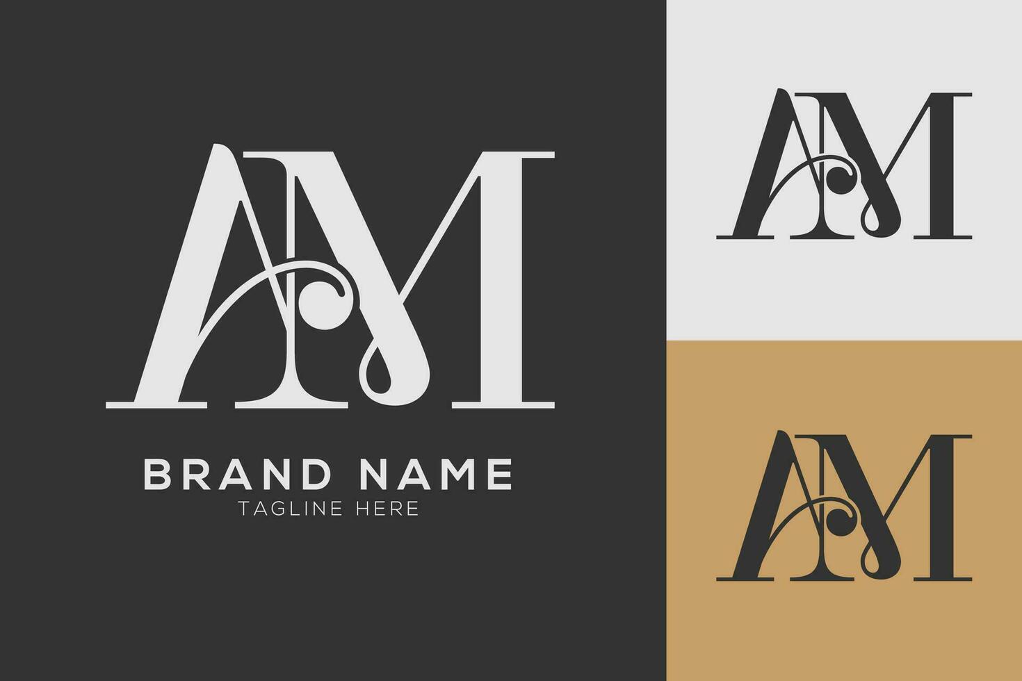 AM Letter combined logo design monogram vector illustration