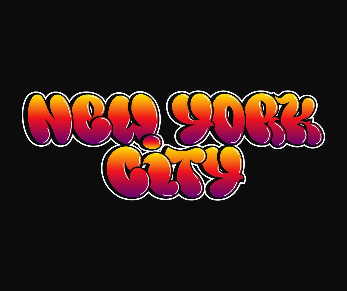 New York - single word, letters graffiti style. Vector hand drawn logo. Funny cool trippy word New York City, fashion, graffiti style print t-shirt, poster concept