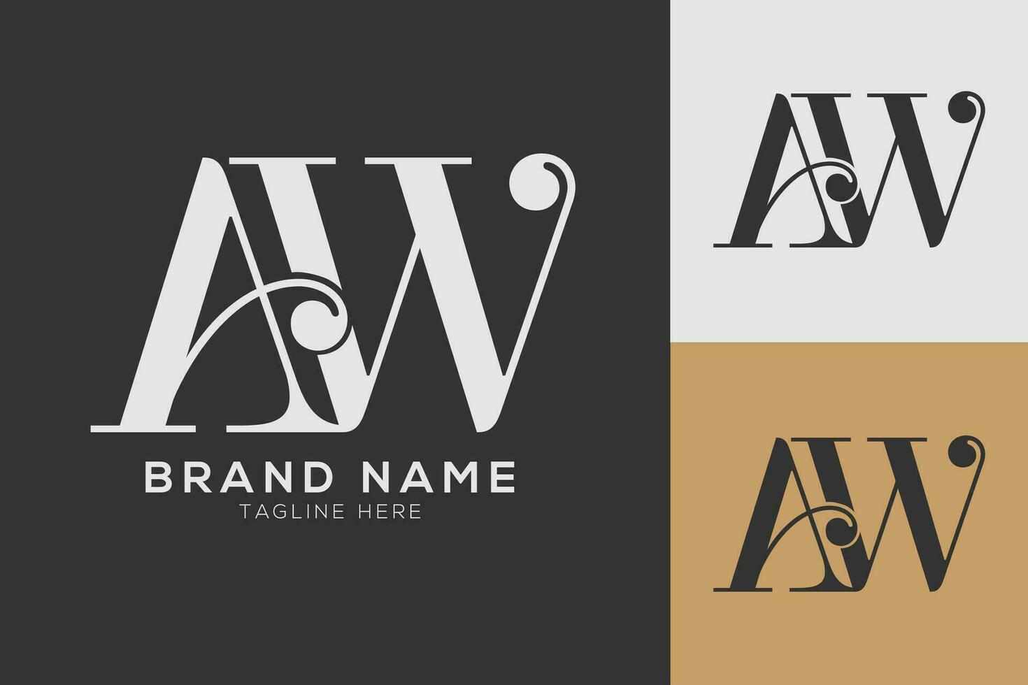 AW Letter combined logo design monogram vector illustration