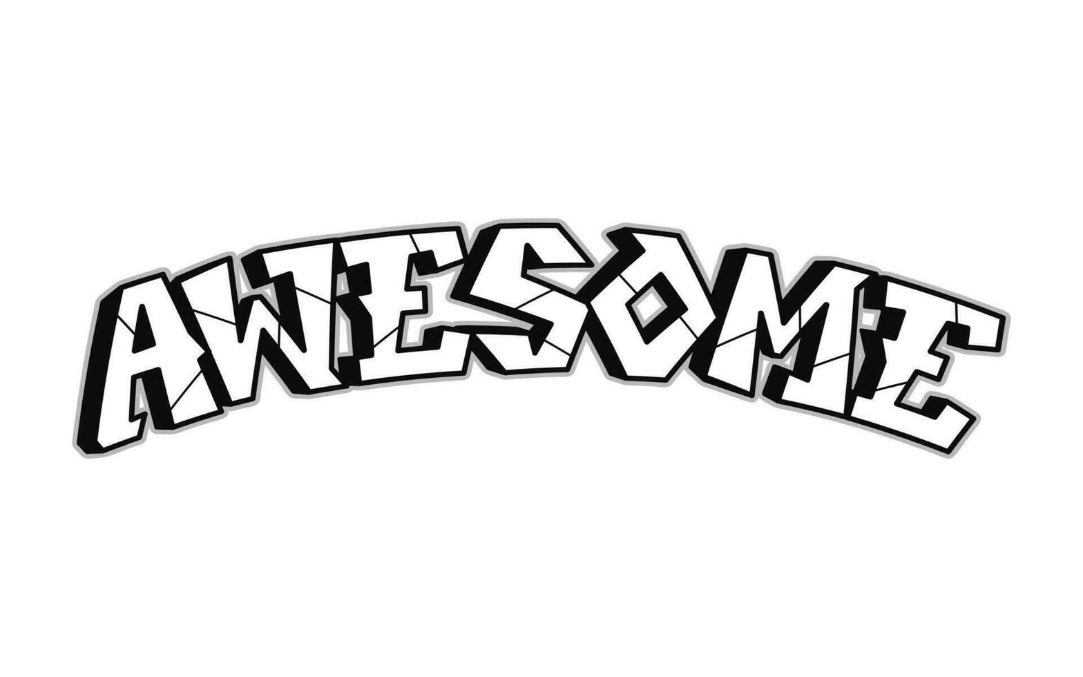 Awesome word trippy psychedelic graffiti style letters.Vector hand drawn doodle cartoon logo Awesome illustration. Funny cool trippy letters, fashion, graffiti style print for t-shirt, poster vector