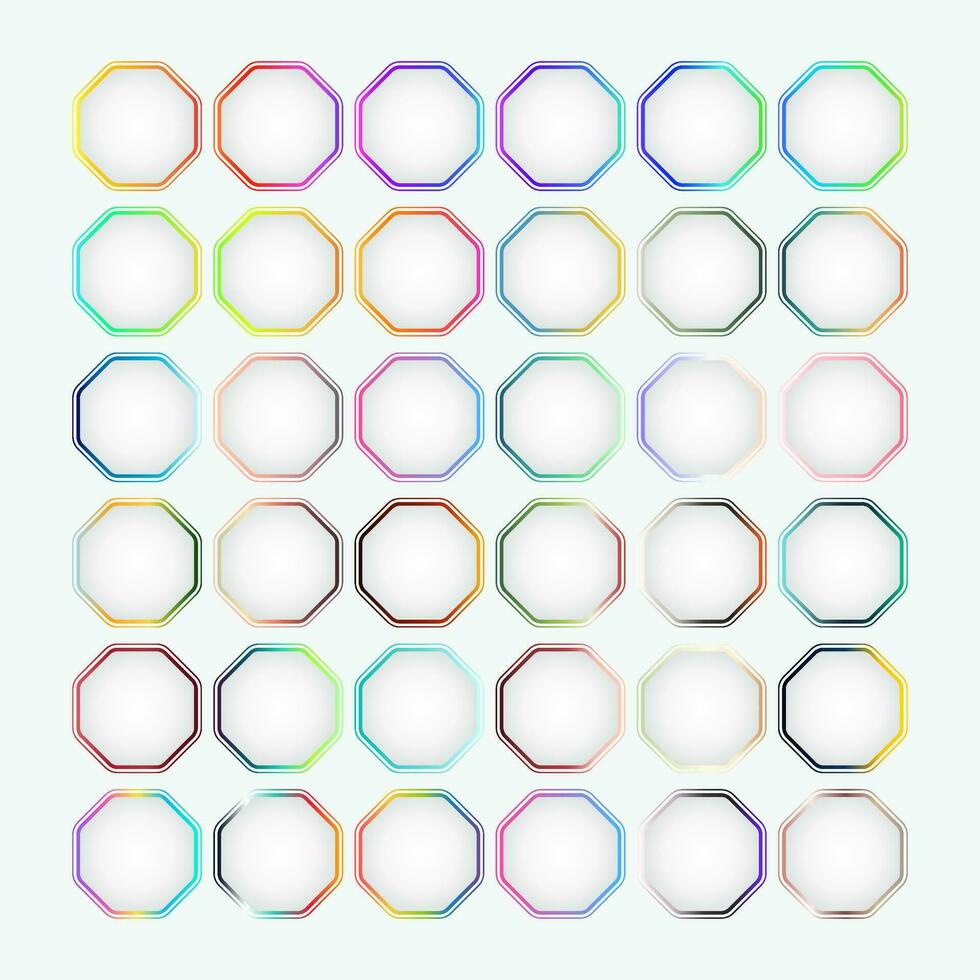 Gradient Color Frame Octagon Element vector