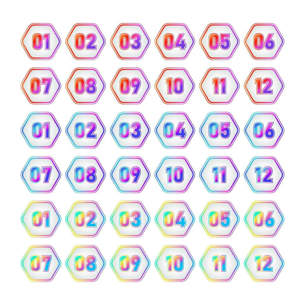 Gradient Color Hexagon Shape Bullet Point vector