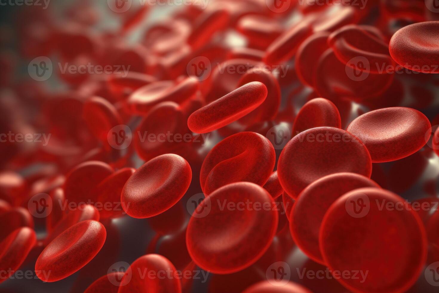 Red blood cells. Circulation of hemoglobin through vessels. Blood anemia background. Human red erythrocytes. Hemoglobin under electron microscope. photo