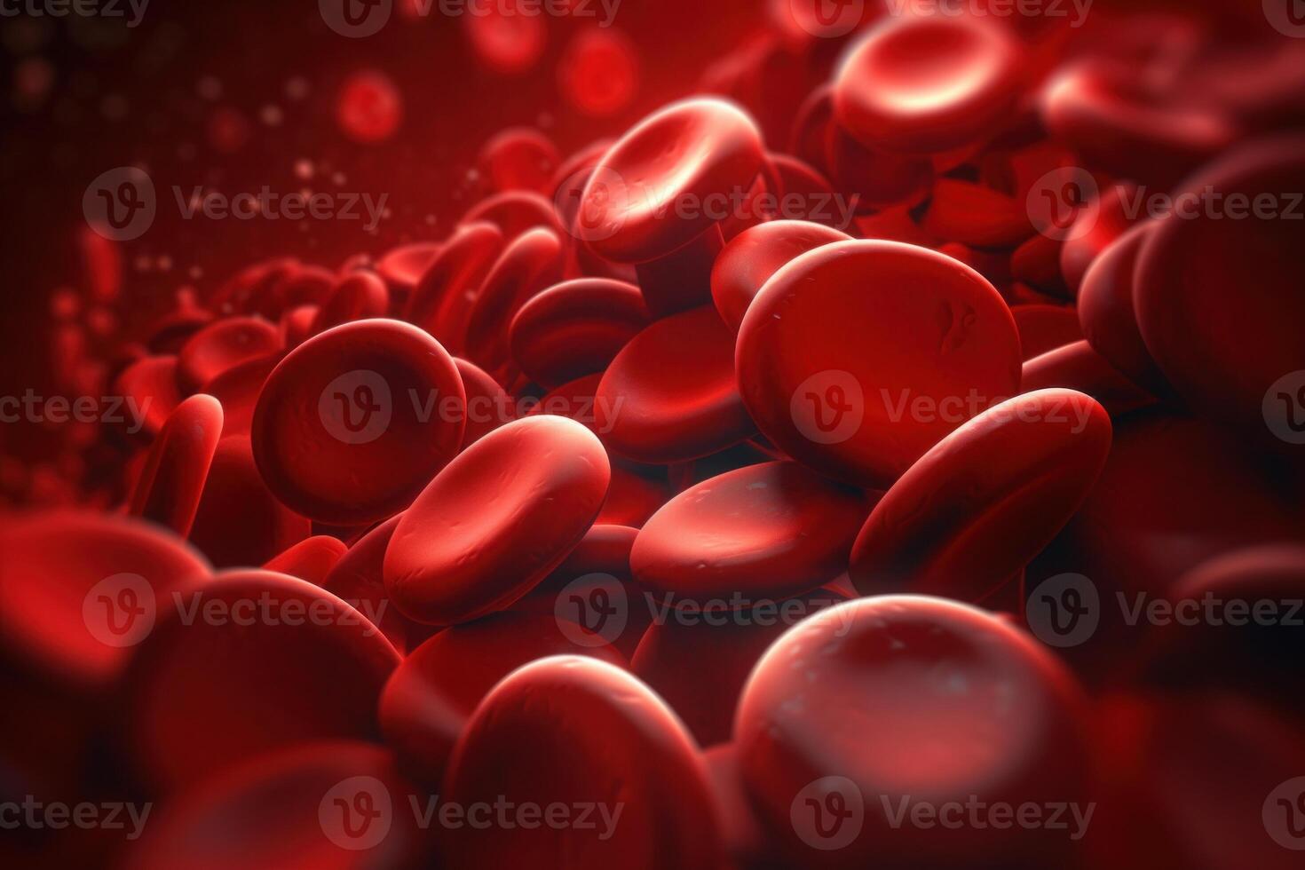 Red blood cells. Circulation of hemoglobin through vessels. Blood anemia background. Human red erythrocytes. Hemoglobin under electron microscope. photo