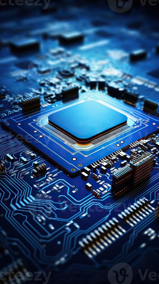 Electronic circuit board close up. Technology background. Central Computer Processors CPU concept. Motherboard digital microchips. Tech background. Integrated communication processor. photo