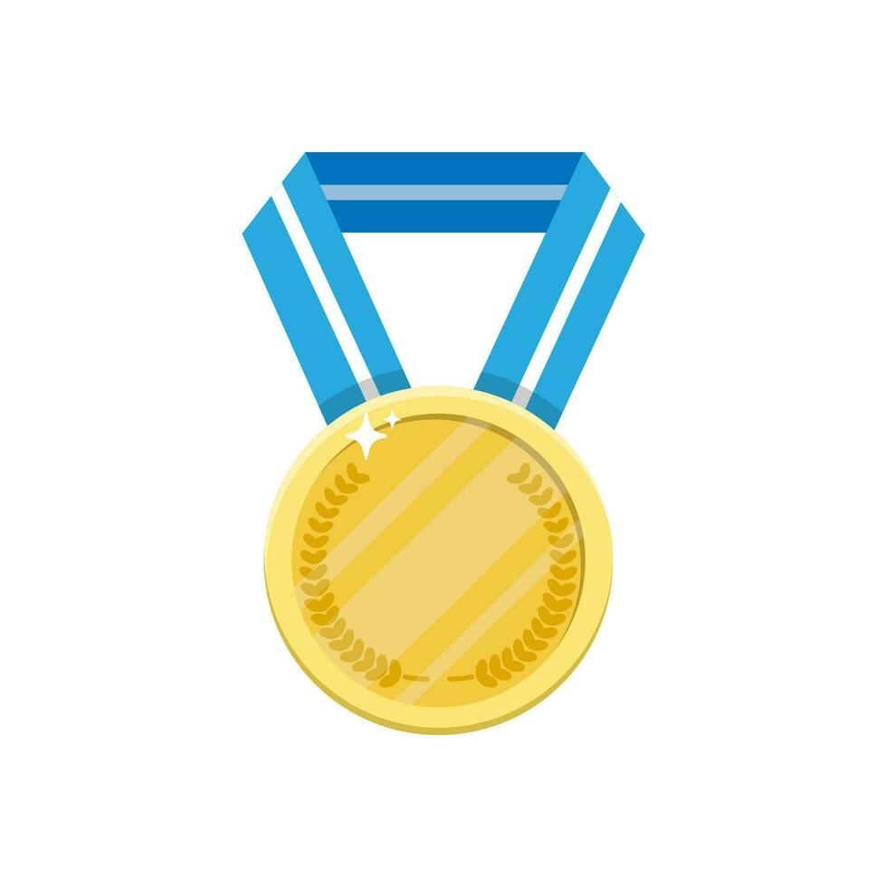 Simple illustration of golden award medal with ribbons for winners vector
