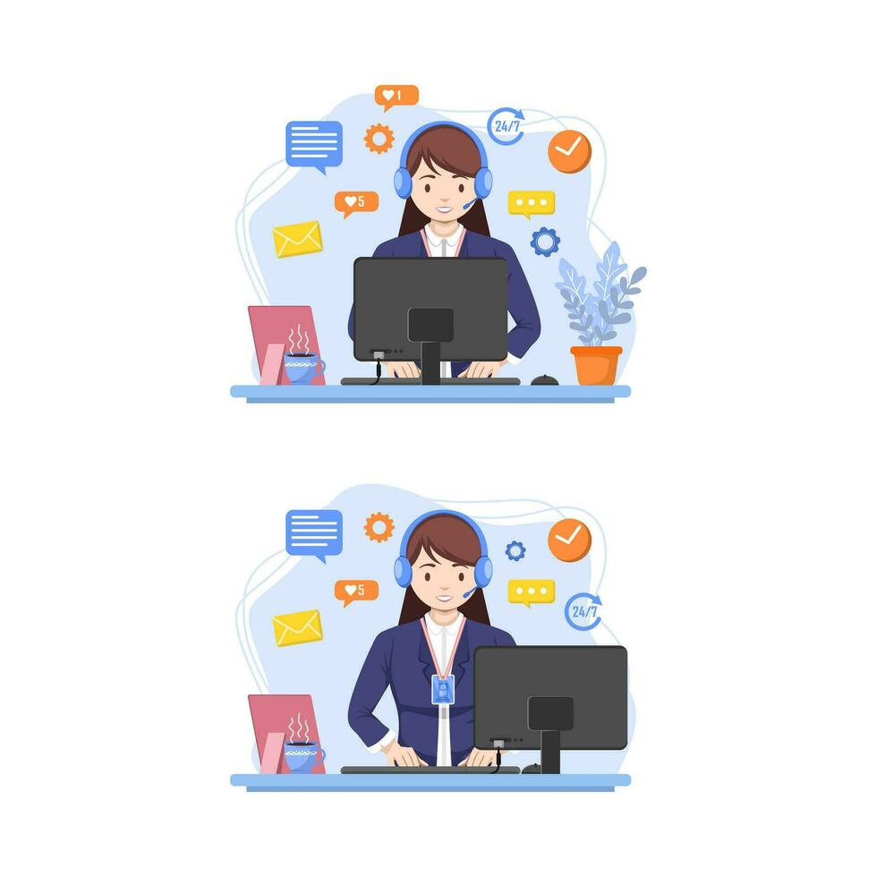 Business people to call center. Customer service character. Illustration vector. vector