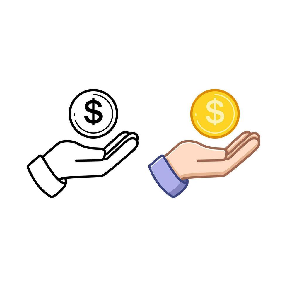 Hand Holding Coin vector icon in meaning Income