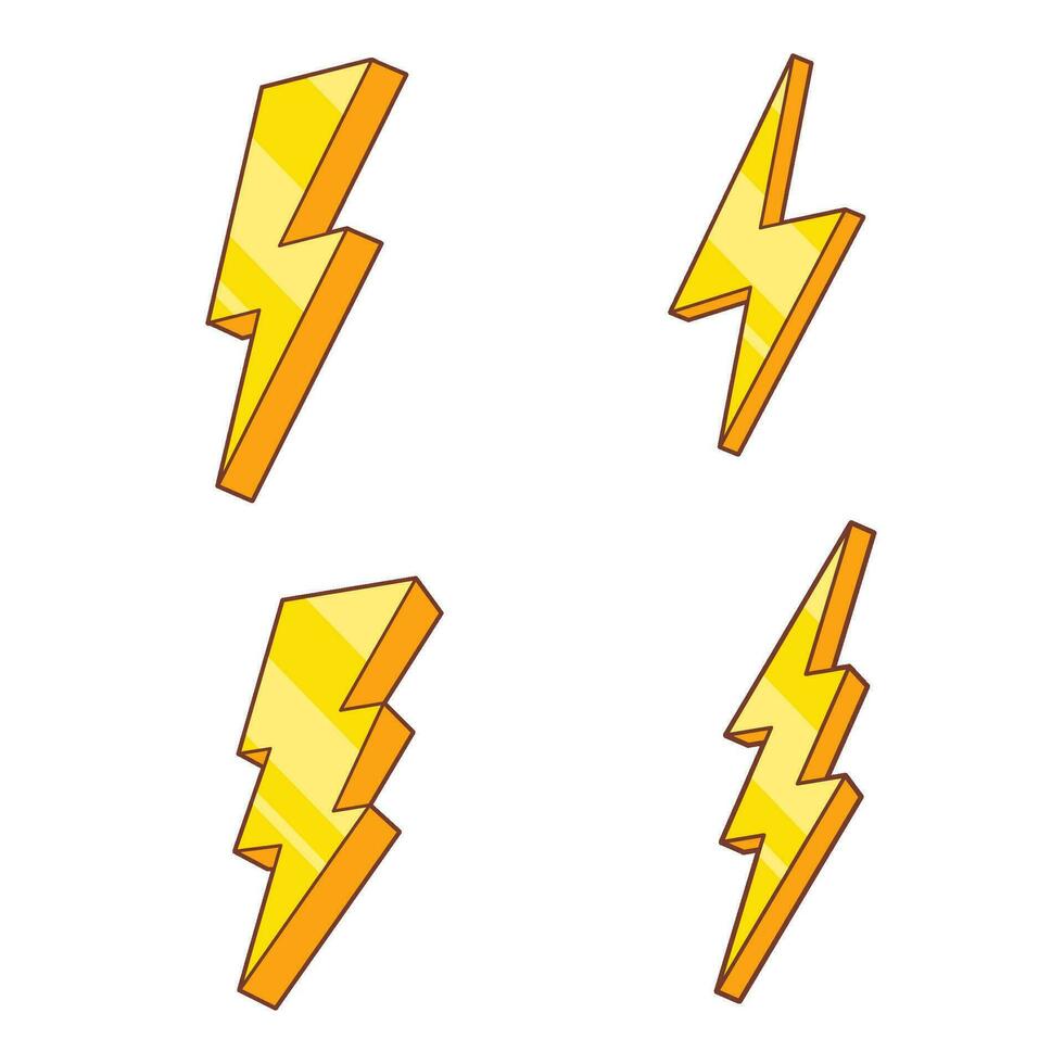 Lightning bolt icons collection. Flash symbol, thunderbolt. Simple lightning strike sign. Vector illustration stock illustration