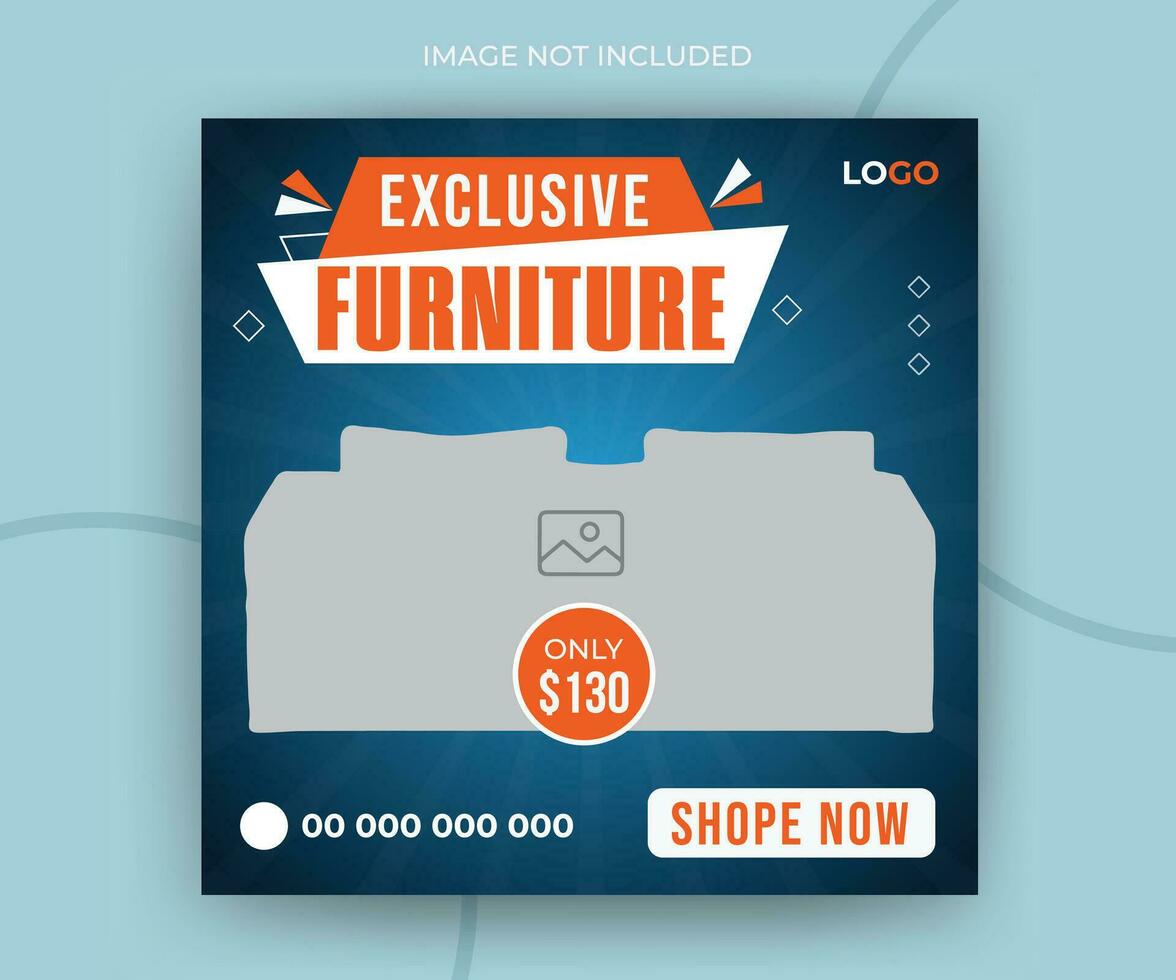 Exclusive furniture product promotion social media post or square web banner template vector