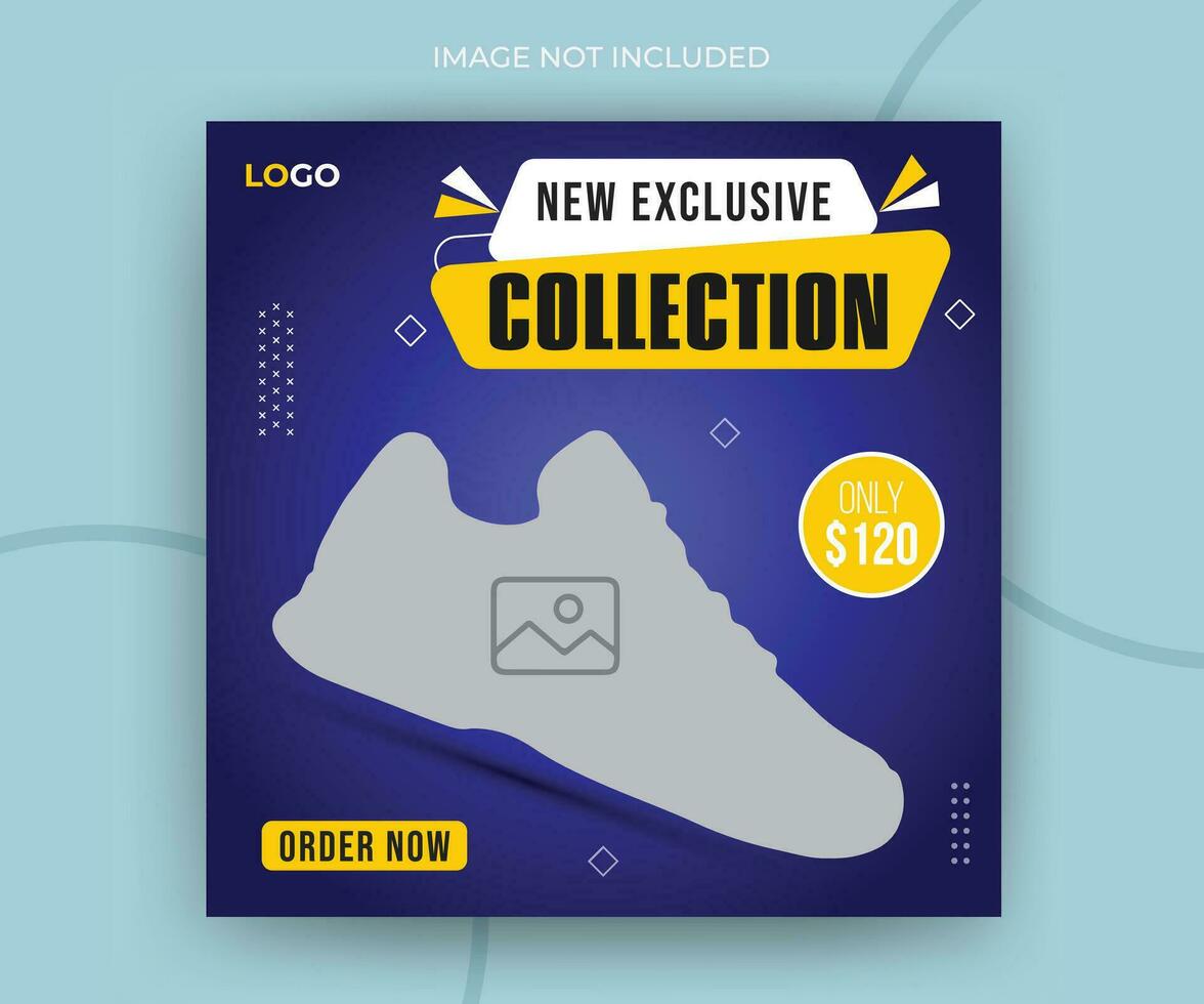 Exclusive new collection square fashion sale social media post web banner template vector