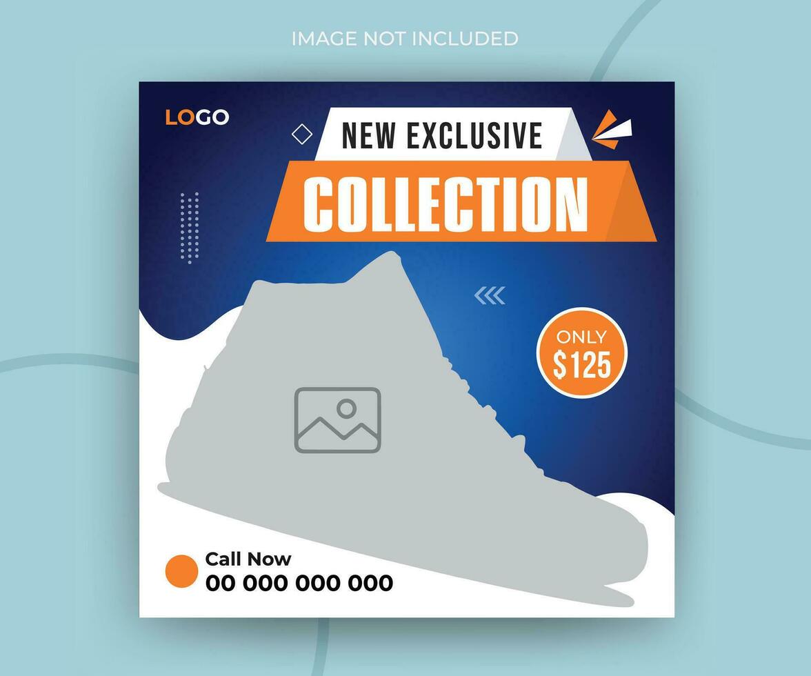 New exclusive collection fashion sale shoes online post promotion layout web banner template vector