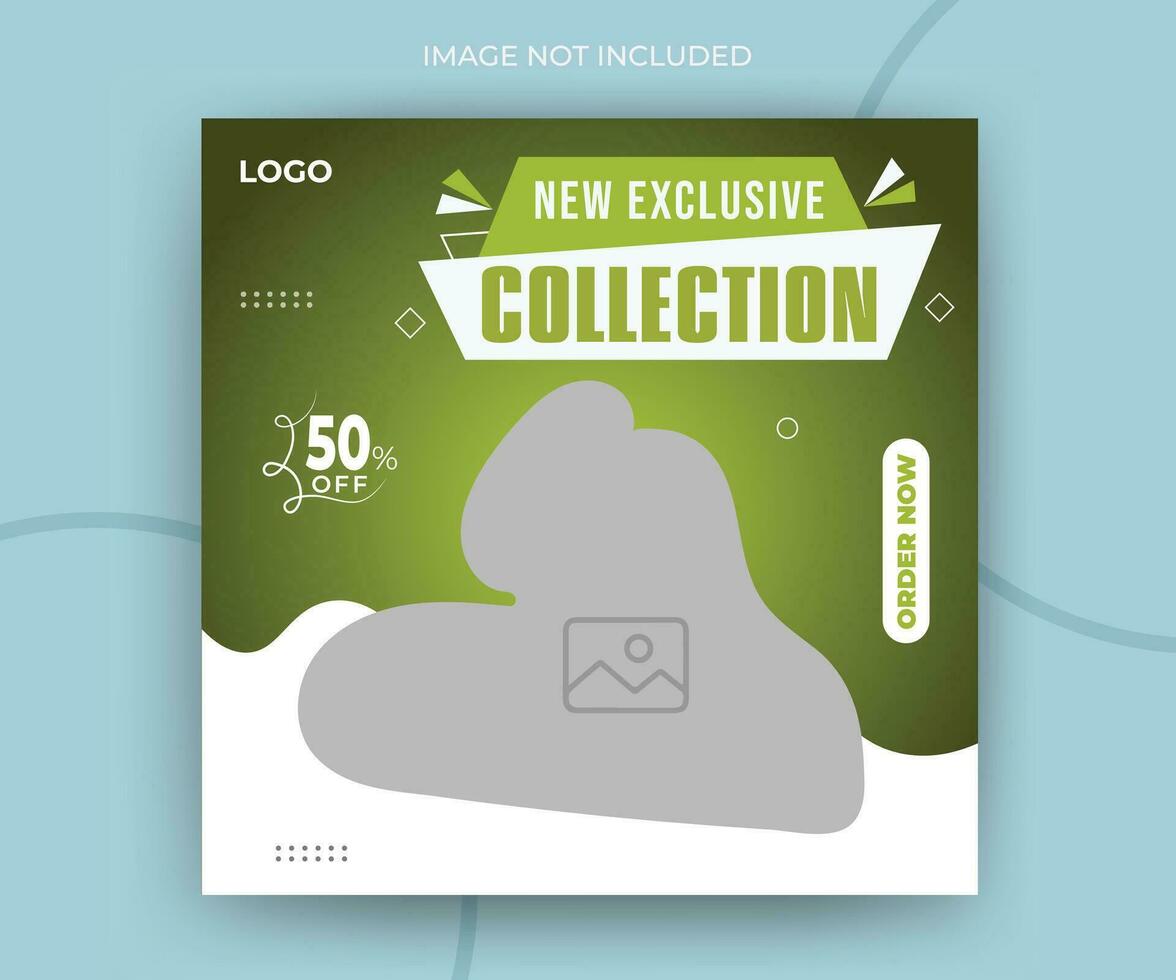 Exclusive new collection square fashion sale social media post web banner template vector