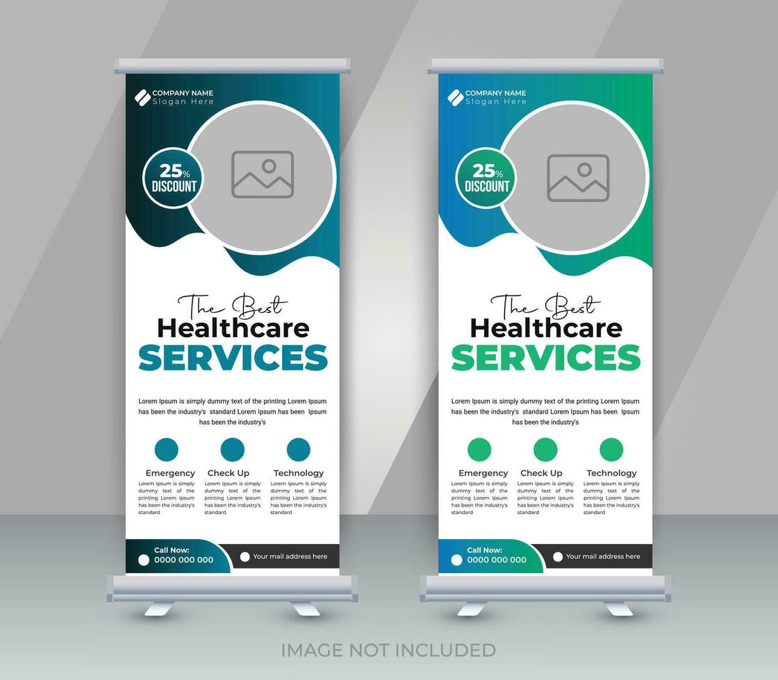 Medical healthcare service modern roll up banner design template vector