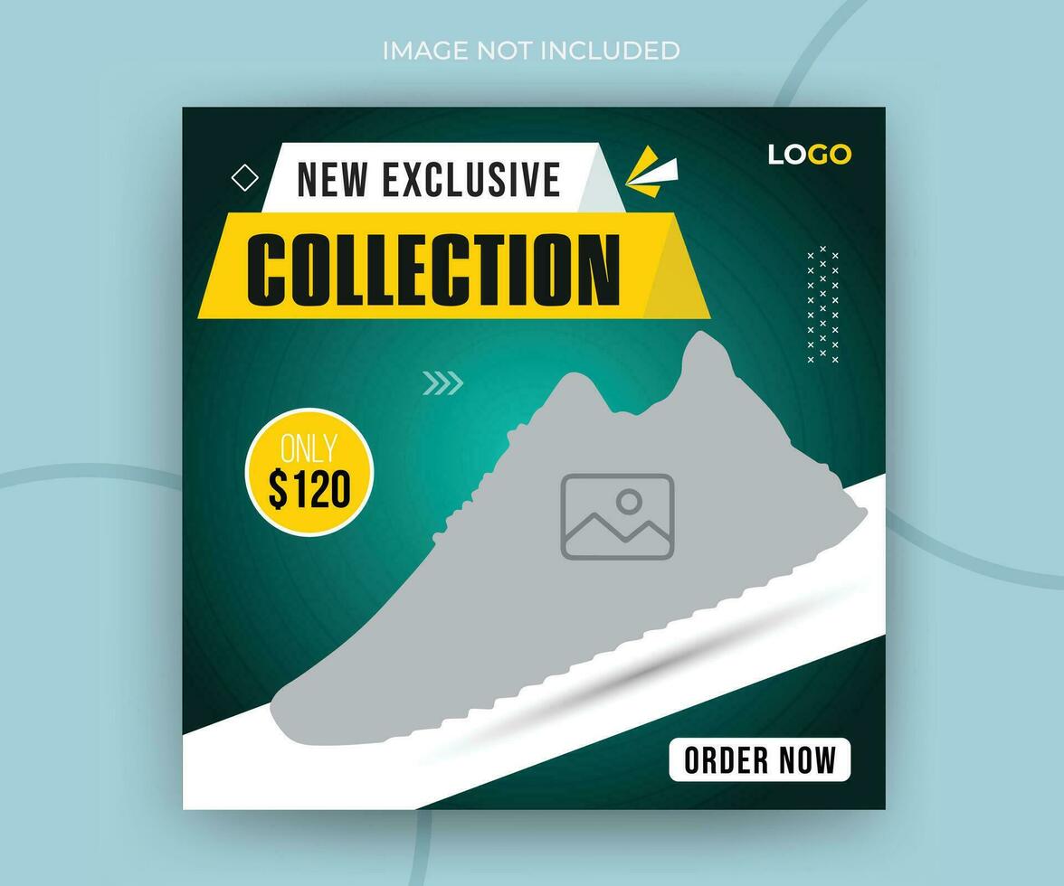 New exclusive collection fashion sale shoes online post promotion layout web banner template vector