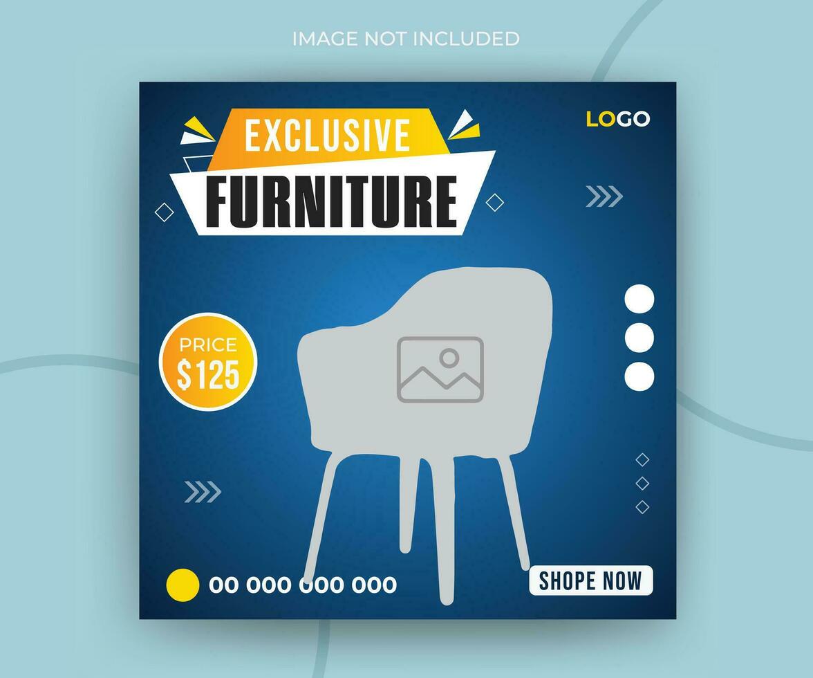 Modern luxury exclusive furniture social media post or web banner template vector