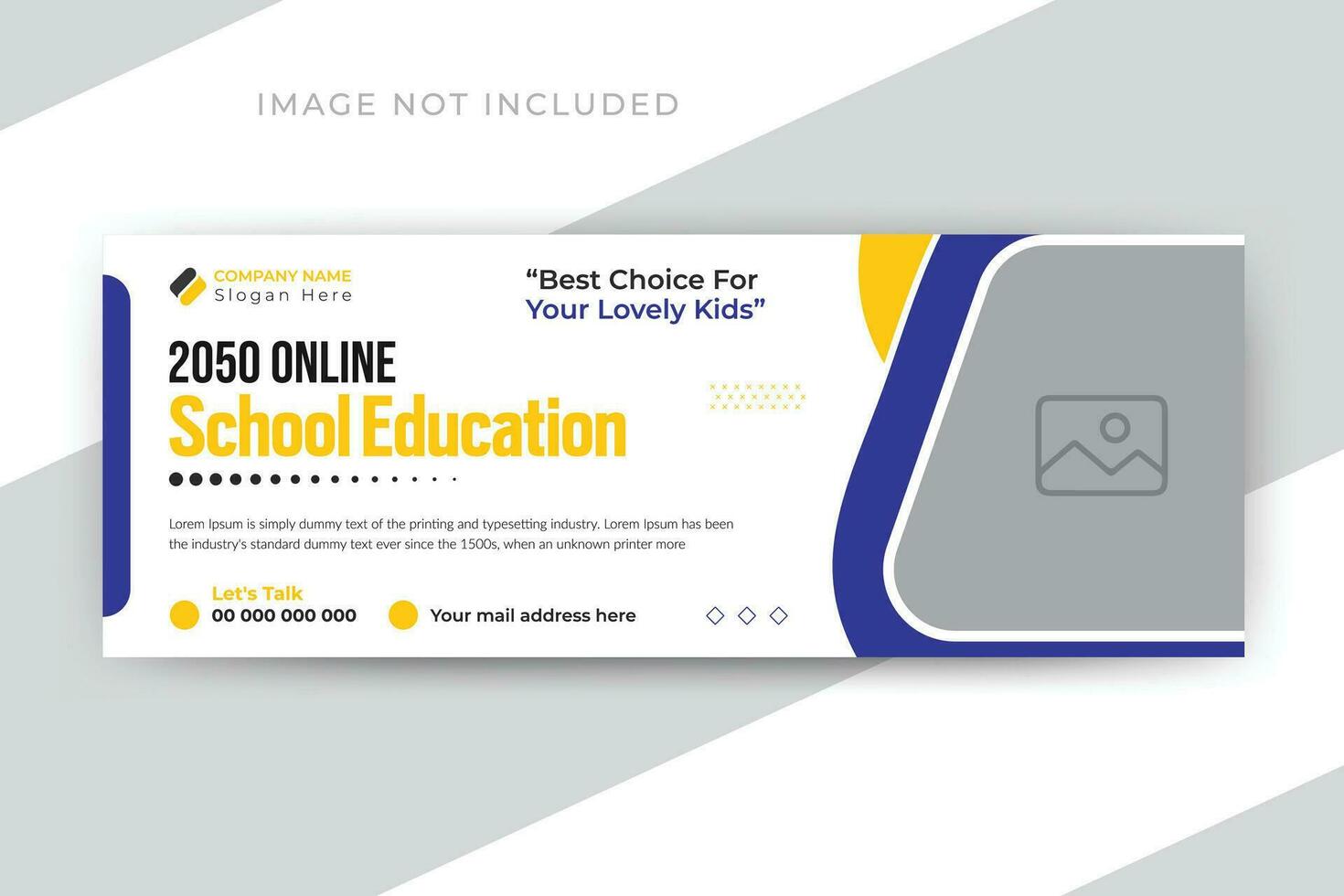 Kids school education social media post web banner and timeline cover template design vector