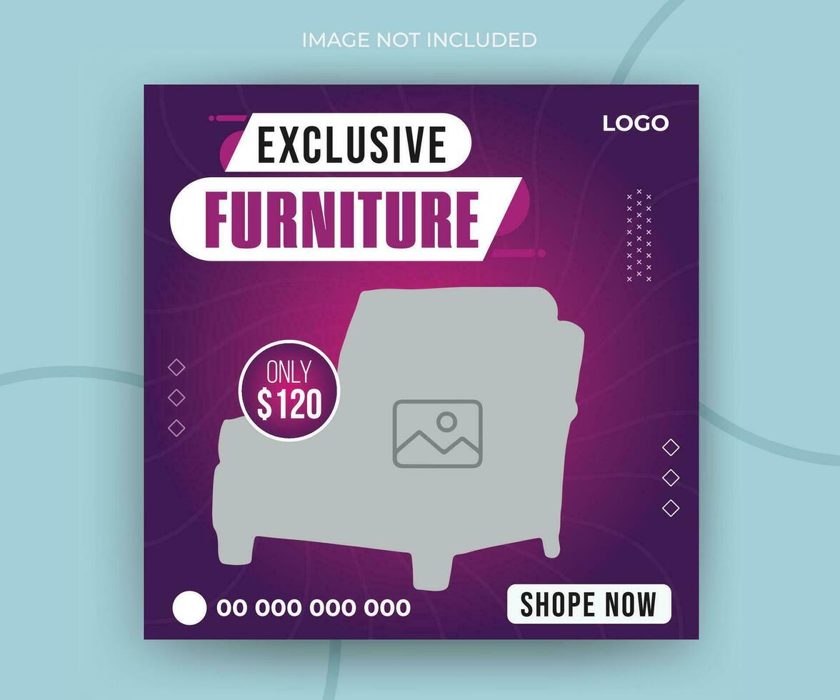 Modern luxury exclusive furniture social media post or web banner template vector