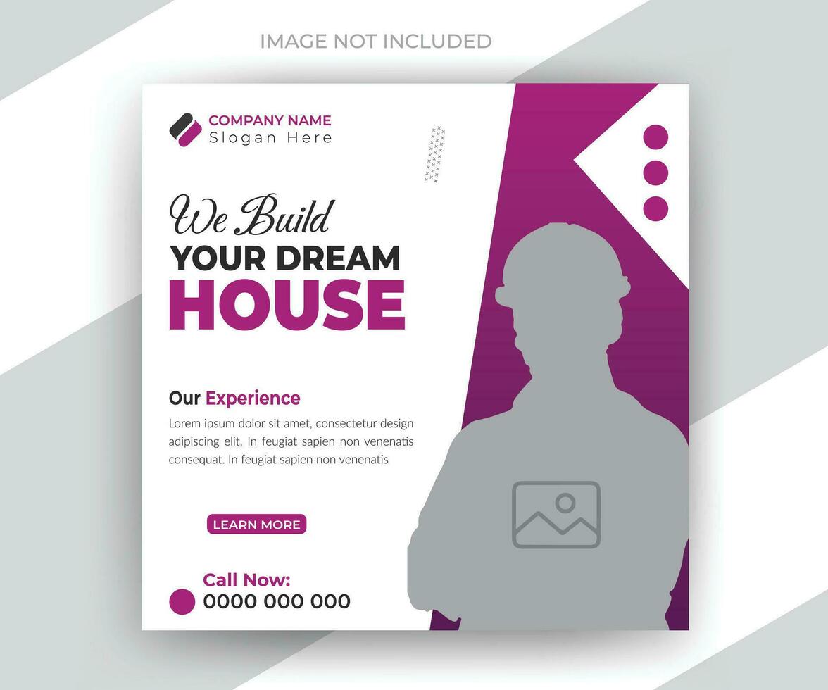 Construction social media post property developer online banner template vector