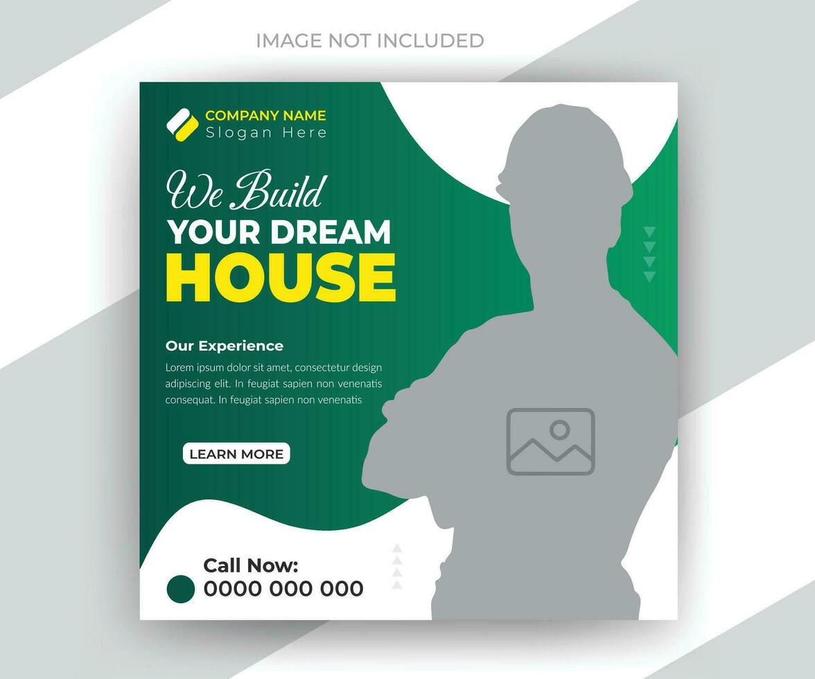 Construction social media post property developer online banner template vector