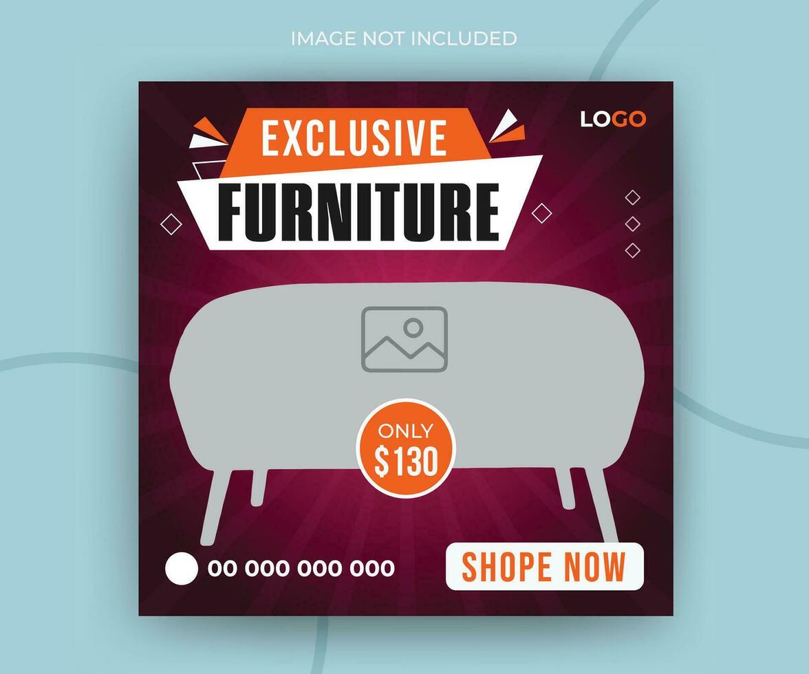 Exclusive furniture product promotion social media post or square web banner template vector