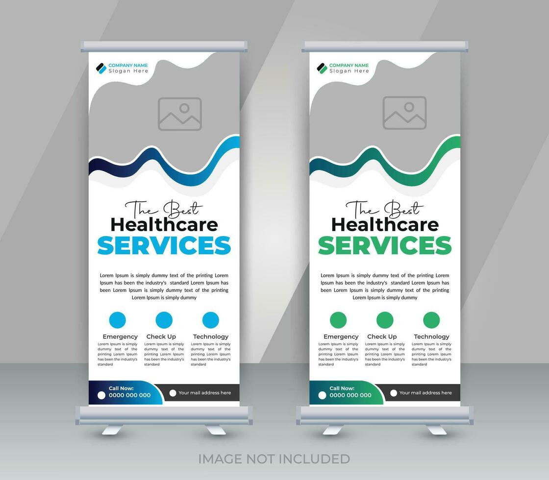 Medical healthcare service modern roll up banner design template vector