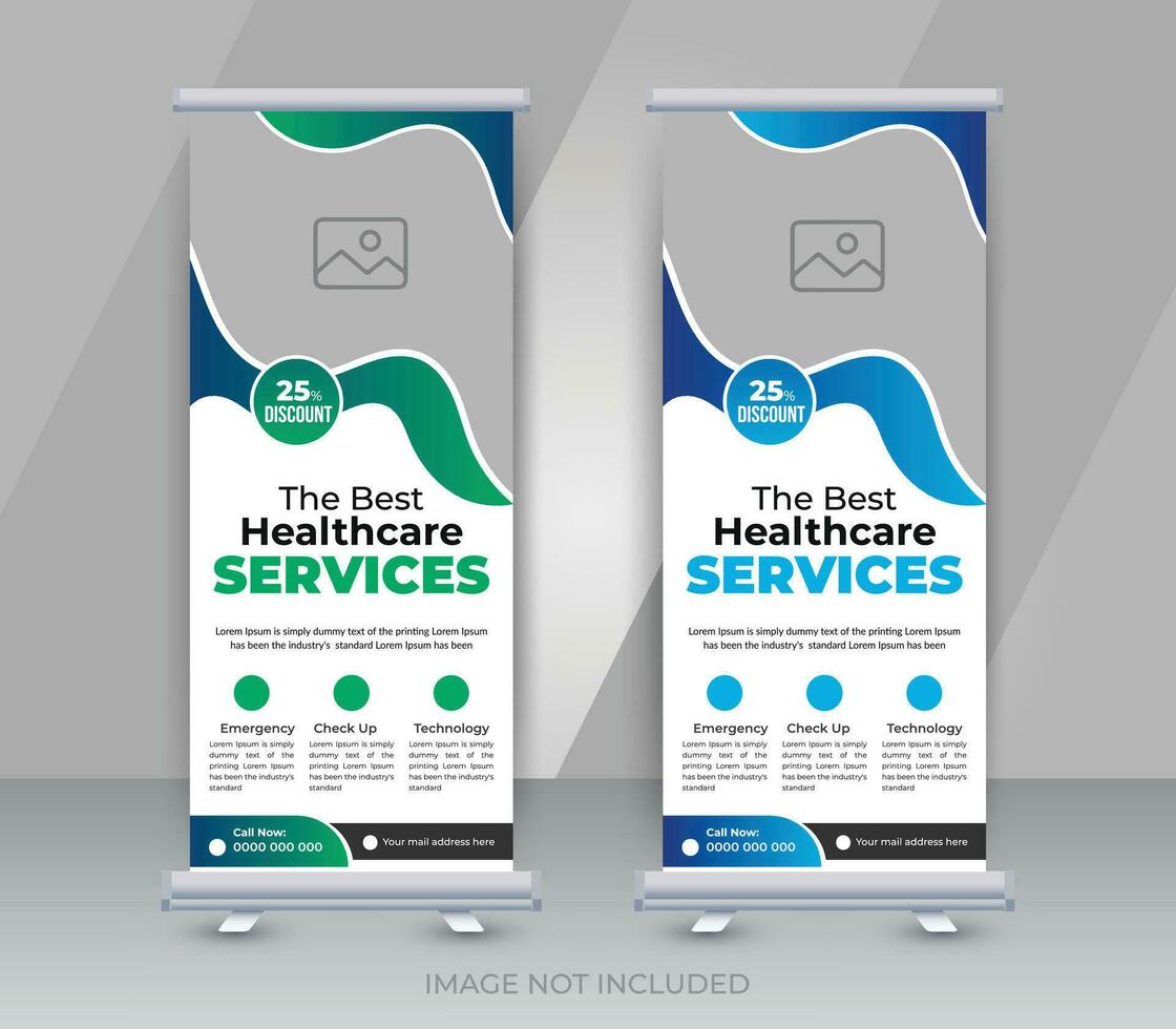Medical healthcare service modern roll up banner design template vector