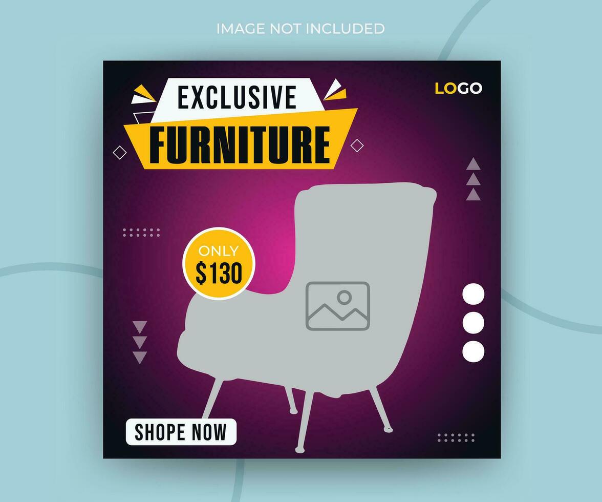 Exclusive furniture product promotion social media post or square web banner template vector