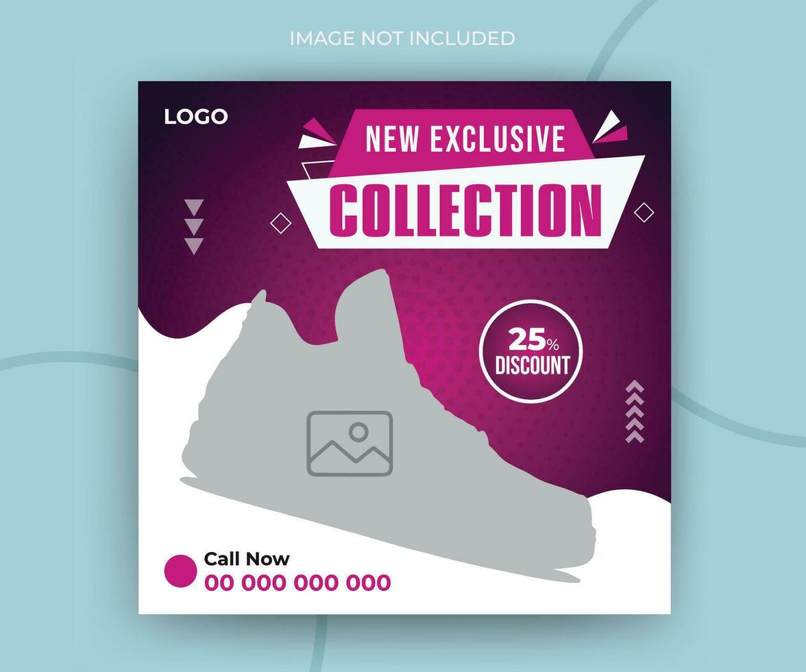 Exclusive new collection square fashion sale social media post web banner template vector