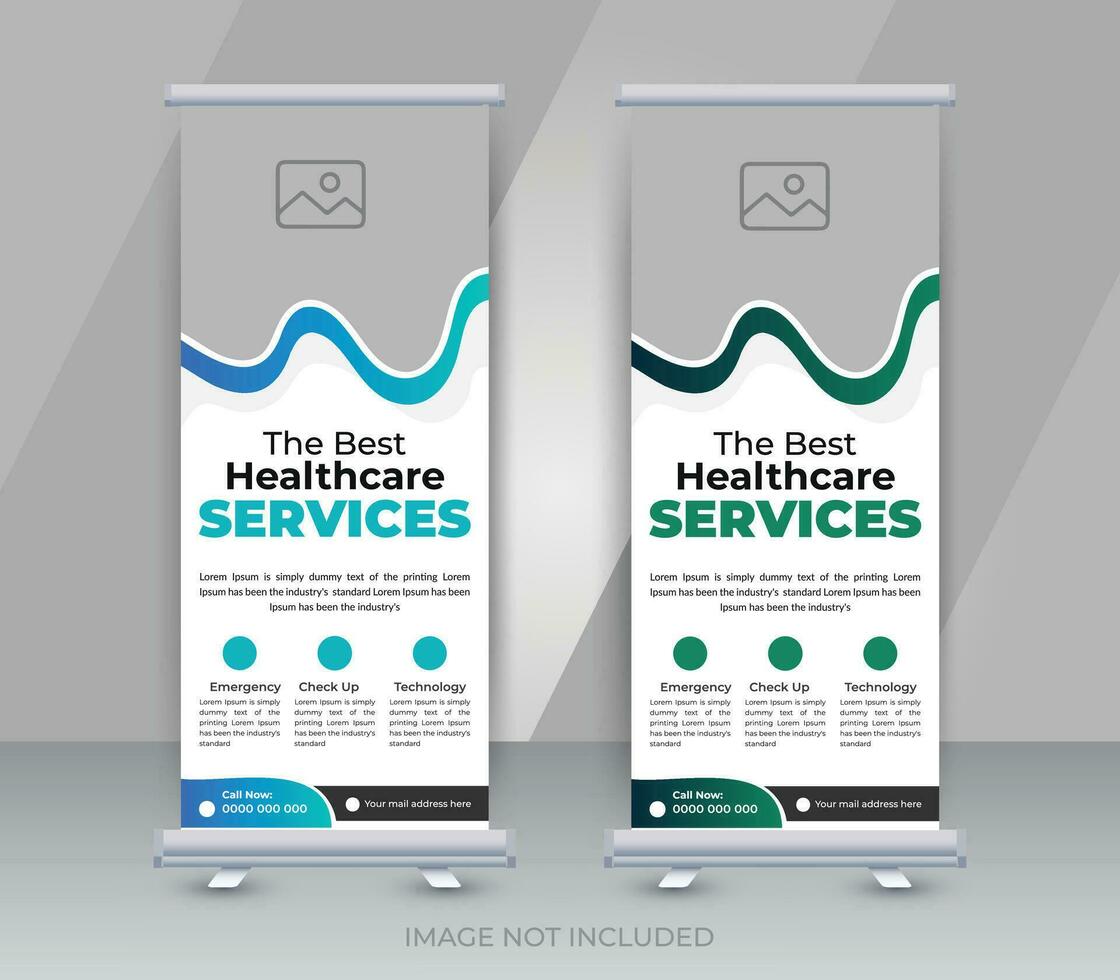 Medical healthcare service modern roll up banner design template vector