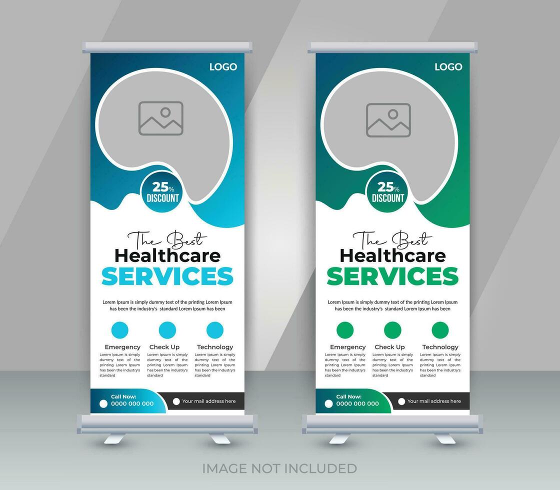 Medical healthcare service modern roll up banner design template vector