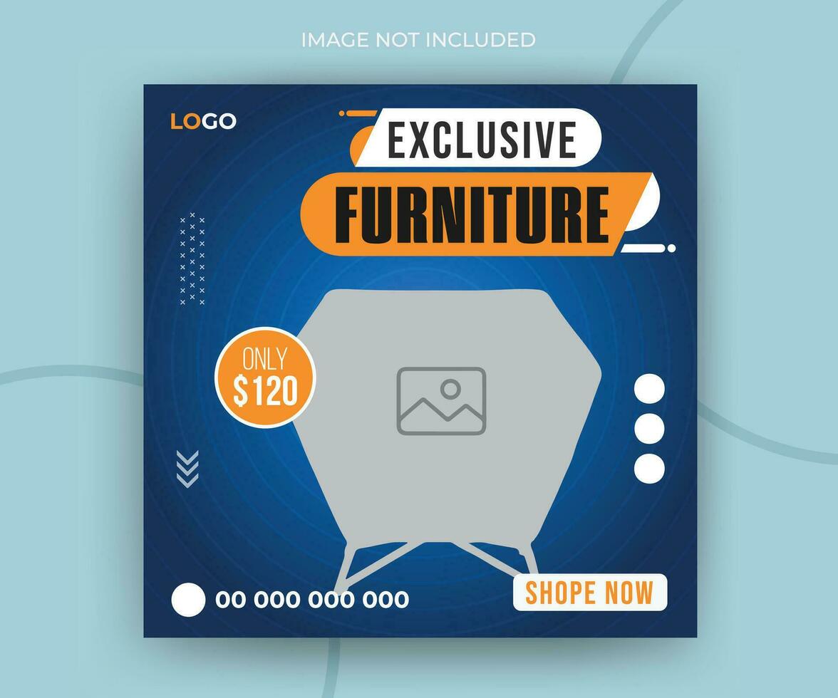 Modern luxury exclusive furniture social media post or web banner template vector