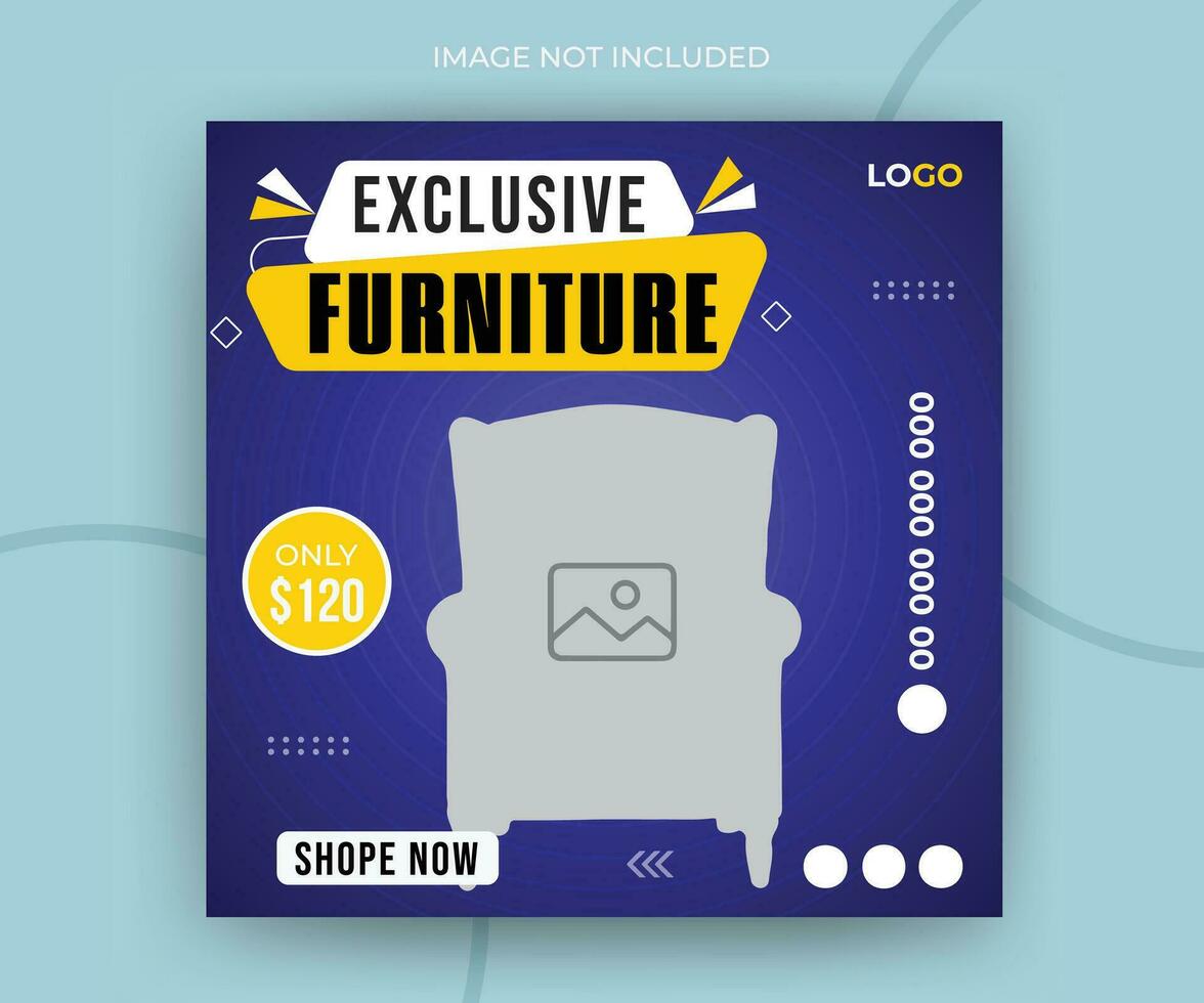 Modern luxury exclusive furniture social media post or web banner template vector