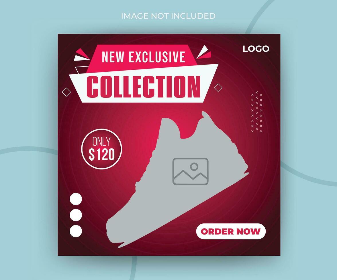 New exclusive collection fashion sale shoes online post promotion layout web banner template vector