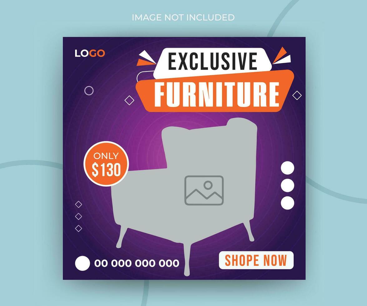 Modern exclusive furniture social media timeline post or web banner template vector