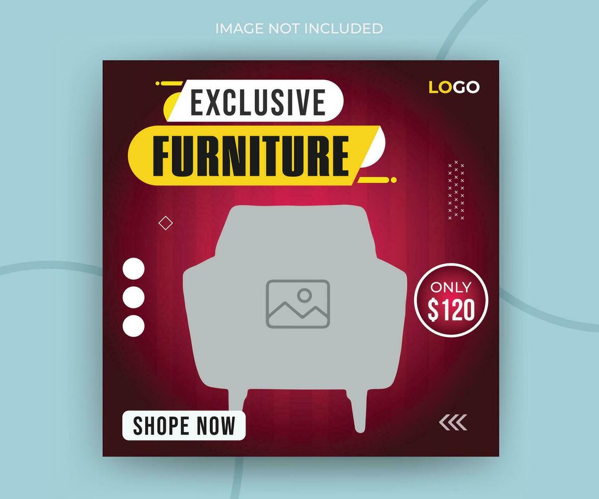 Modern exclusive furniture social media timeline post or web banner template vector