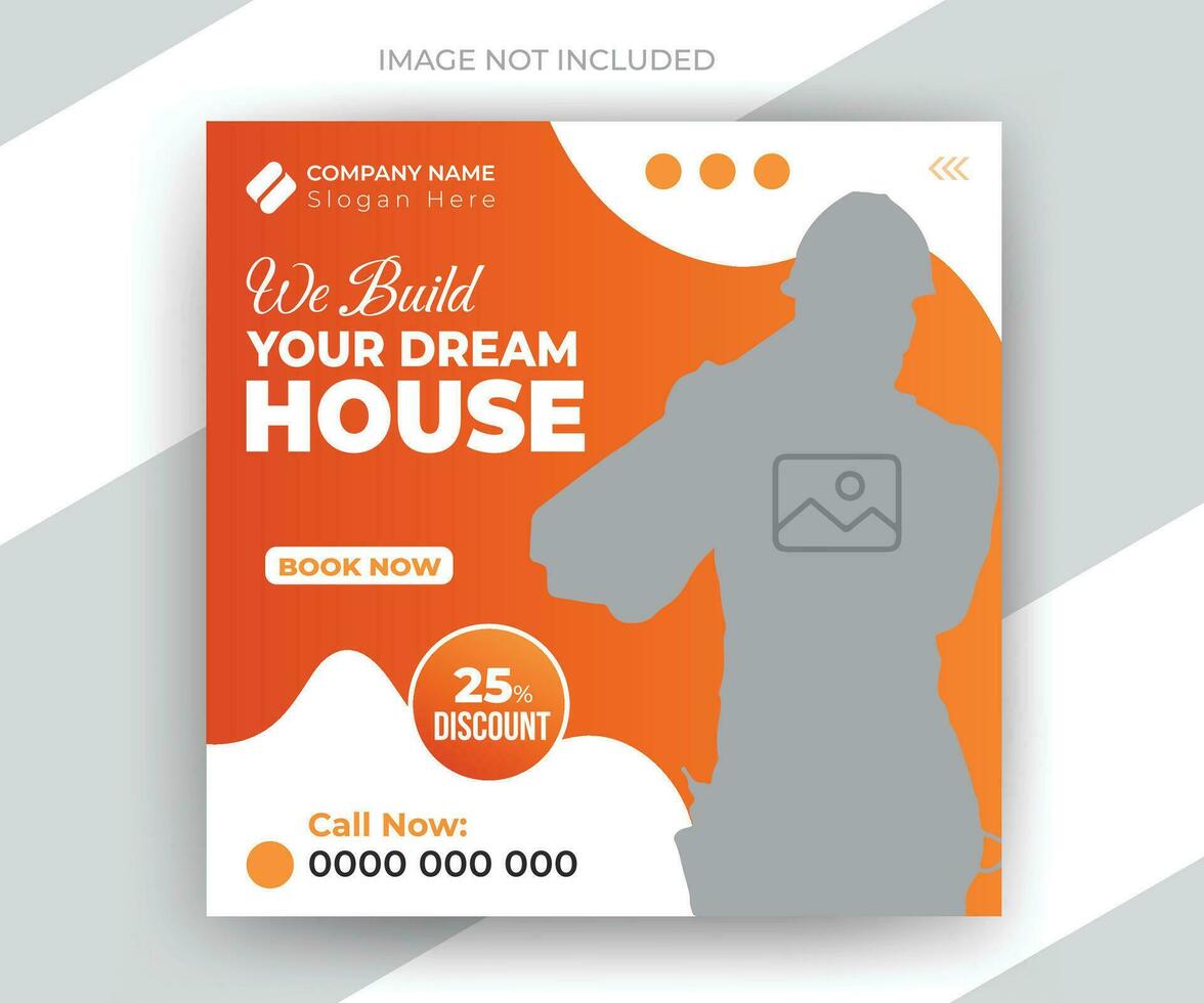 Home improvement and construction social media post web banner template vector