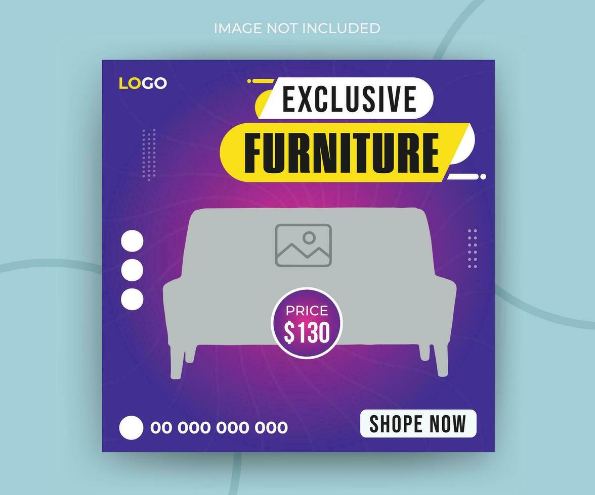 Modern and creative exclusive furniture social media post web banner template vector
