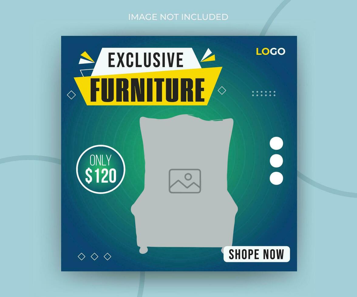 Modern and creative exclusive furniture social media post web banner template vector