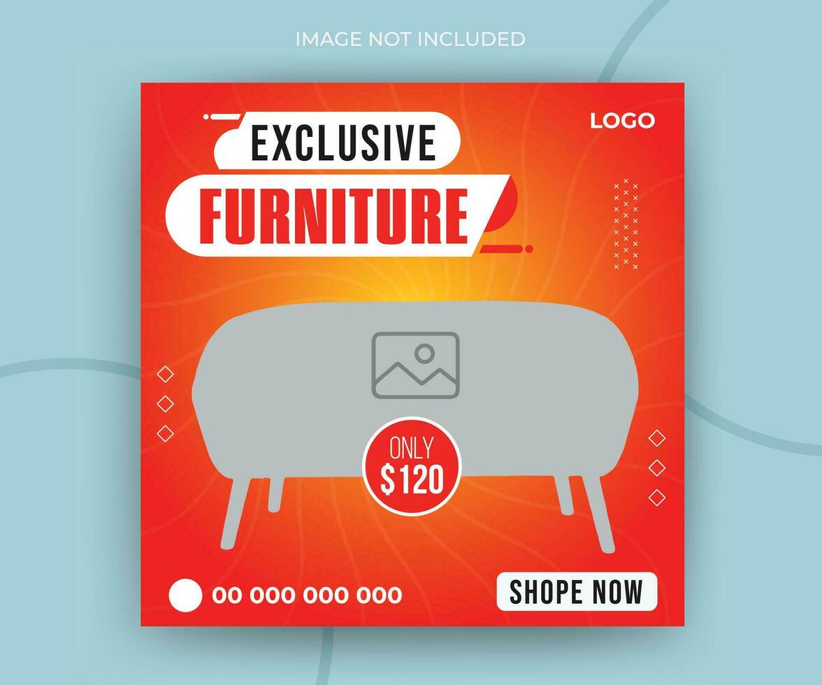 Modern luxury exclusive furniture social media post or web banner template vector