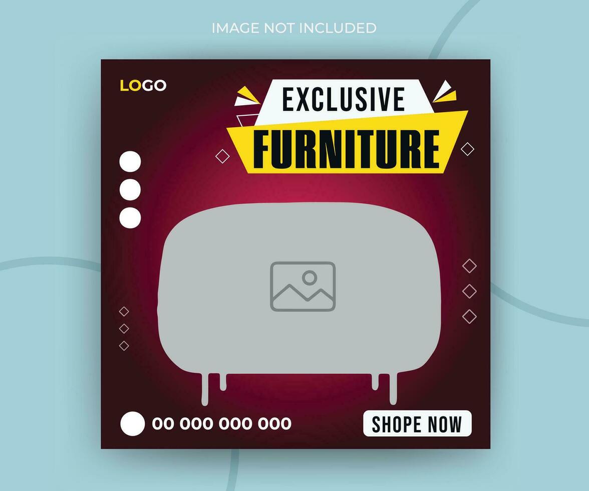 Modern exclusive furniture social media timeline post or web banner template vector