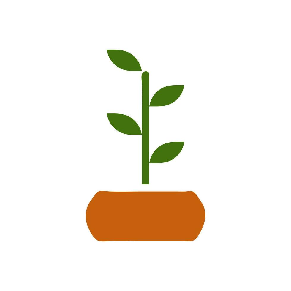 Plant icon solid brown green colour symbol illustration. vector