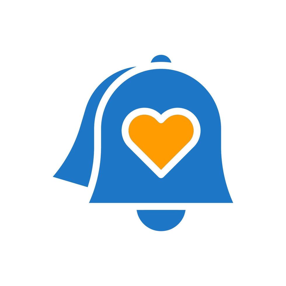 Bell love icon solid blue orange style valentine illustration symbol perfect. vector