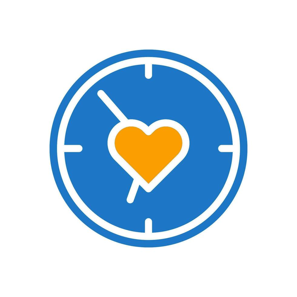 reloj inteligente amor icono sólido azul naranja estilo enamorado ilustración símbolo Perfecto. vector